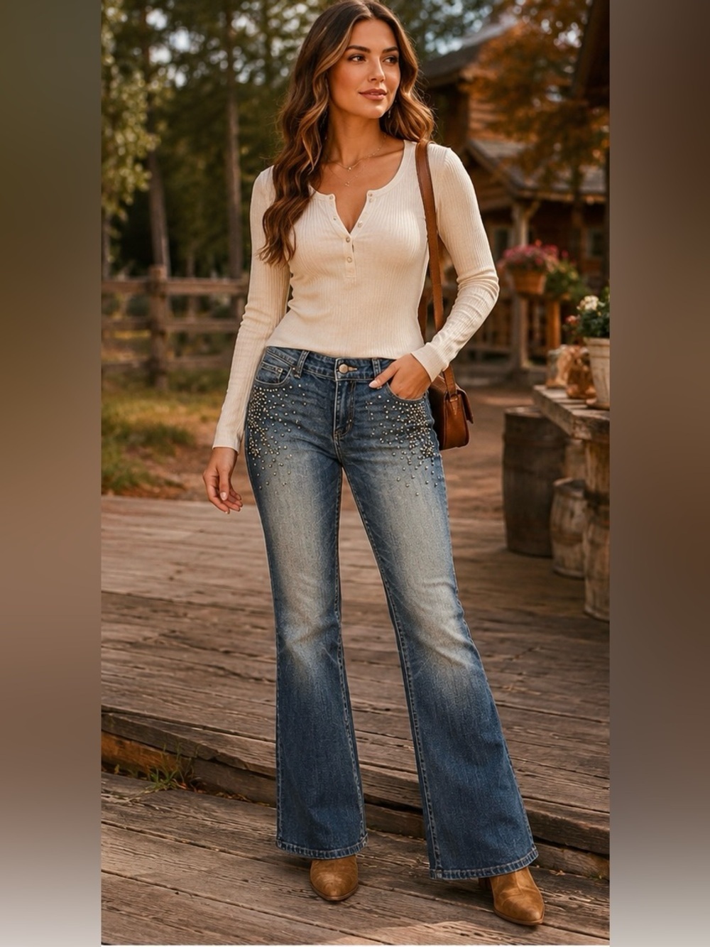 White Black Embellished Bootcut Denim Jeans | Beaded Designer Denim | Size 6